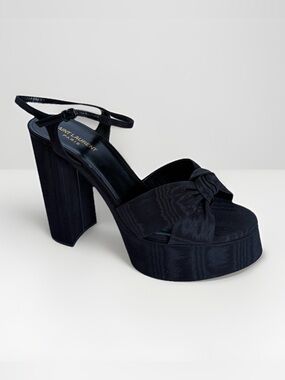 Saint Laurent Arianna Moire ACC Panamino Co Nero Size 41 NWB Sandals Heels